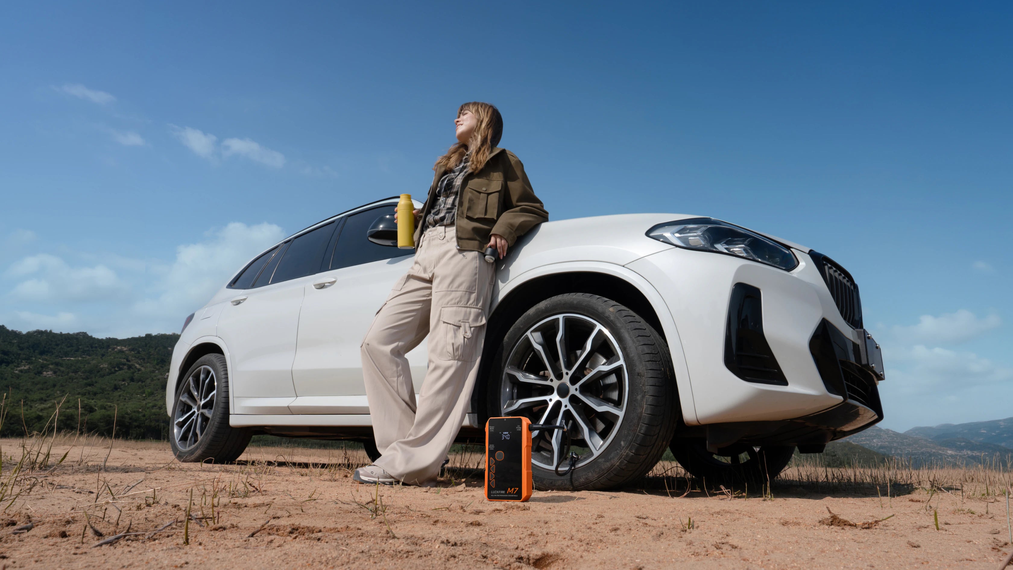 M7 automatically inflating a tire
